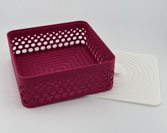 Lidded Storage Box That Breathes | Modern Geometric Catch All Box with Lid | Polka Dot Organizer for Desk Bathroom Entryway | 5.5 in