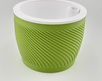 Self Watering Planter with Water Level Gauge, Modern Spiral Pot with Hidden Reservoir, 3D Printed Original Design, 4 Colors