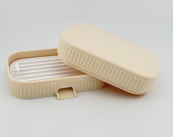 Portasapone con coperchio e beccuccio di scarico / Decorazione per il bagno con bordo scanalato, mantiene il sapone asciutto