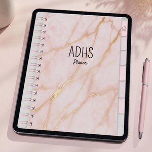 ADHS Digitaler Planer | Undatierter Tages- & Wochenplaner für GoodNotes iPad | Selbstfürsorge, Finanzen und Fitness Tracker | Rosa Gold PDF