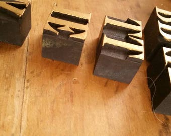 Antique printing block letters , letterpress letters , wood letter press blocks