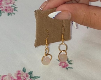 Handmade light pink and light yellow earrings