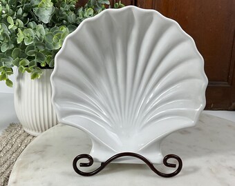 Vintage White Ceramic Seashell Dishes 6.5 inches Set of 4 made in Japan