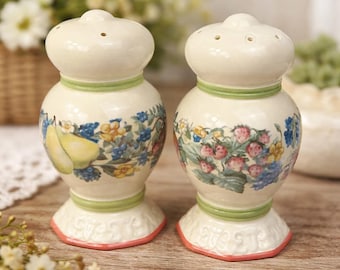 Vintage Floral Ceramic Salt and Pepper Shakers | Cottagecore Kitchen Decor