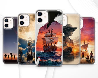 One Piece Handyhülle Anime Luffy Strohhutpirat Beige für iPhone 17 Pro, 16E, 15, 14, 13 Samsung S25, S24Fe, S23, A56, Pixel 10A, 9Pro XL