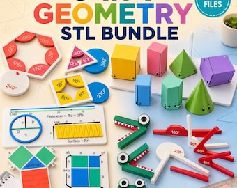 5-in-1 Geometry STL Bundle, 3D-Printable Math Models, Homeschool STEM (Digital Files)