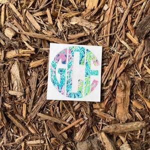 Lilly Circle Monogram Decal Yeti Decal Car Decal Cup Decal Yeti Cup Decal Yeti Cooler Decal Monogram Decal Lilly Decal