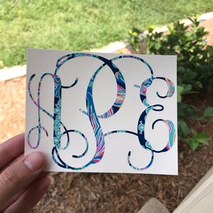 Lilly Vine Monogram Yeti Decal Car Decal Cup Decal Yeti Cup Decal Yeti Cooler Decal Monogram Decal Lilly Decal