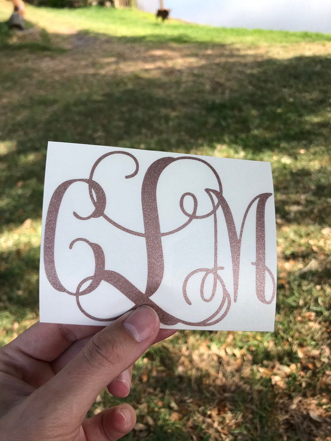 GLITTER Vine Monogram Decal Yeti Decal Car Decal Cup Decal Yeti Cup ...