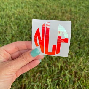 HOLOGRAPHIC Circle Monogram Decal Car Decal Truck Decal Cooler Decal Cup Decal Yeti Decal