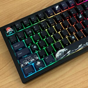 Ocean Wave Theme Keycap set - Stormy Night Keycaps for Mechanical Keyboard, Cherry Profil for Gaming Keyboard Setup