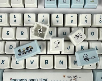 Cute Snoopy Keycaps - Cartoon Theme Keycap Set for Mechanical Keyboard, Pastel keycap in MDA profile