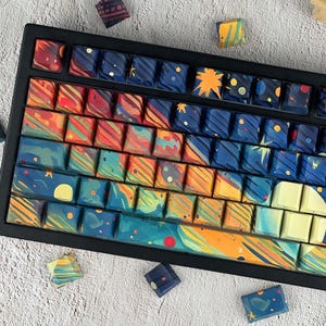 Pastel Space Keycap Set – Cosmic Galaxy Keycaps for Mechanical Keyboard, Cherry Profile, 133 Keys