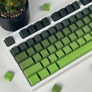 Sage Green Keycap Set – Side Printed Shine Through Keycaps for Mechanical Keyboard, Cherry Profile, Green Tea Theme
