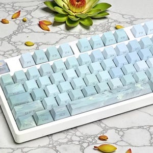 Pastel Blue Keycap Set - Watercolor Aesthetic Theme Keycap set for Mechanical MX Keyboard, PBT Material, Keyboard Decor