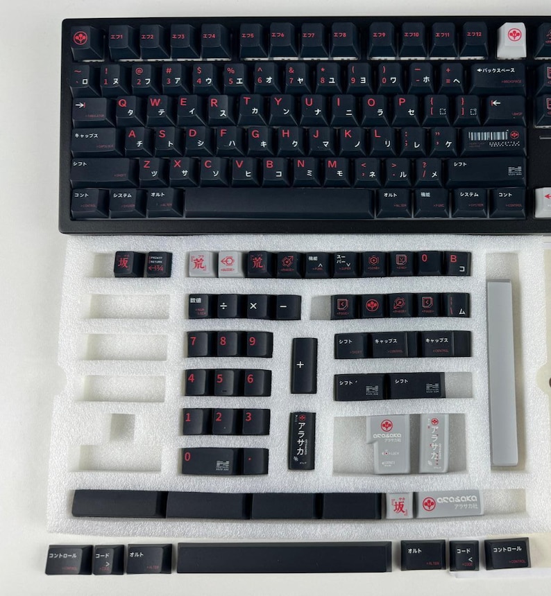 140pcs Arasaka Themed Keycap - Cyberpunk Keycap Set for Mechanical Keyboard, Gaming keyboard decor, Cherry Profile wiht PBT Material Keycap Set