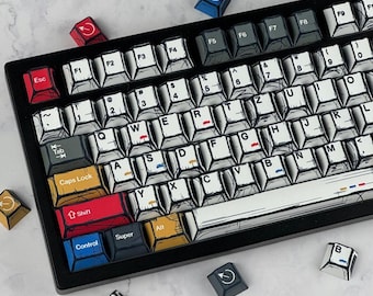 Retro Cosmic Keycap Set - Anime Theme Keycaps for Mechanical MX Keyboard. PBT material, gaming keyboard setup