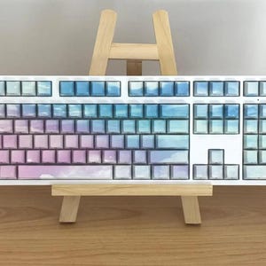Pastel Cloud Keycap Set - Cute Sky Theme Keycaps for Mechanical Keyboard, Cherry Profile, Kawaii Keyboard Decor