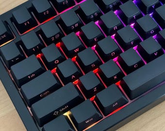 Black Shine Through Keycaps - Backlit Side Print Keycap Set for Mechanical Keyboard, Cherry Profile, Gaming Keyboard Setup