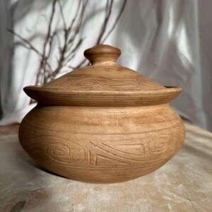 Pentola in terracotta cotta al latte con coperchio, casseruola in ceramica ucraina fatta a mano, pentola rustica in terracotta, pentola per stufati in terracotta, 1-3 litri