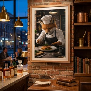 Fox Chef Poster, Gourmet Kitchen Wall Art, Whimsical Restaurant Decor, Funny Chef Gift, Foodie Wall Print