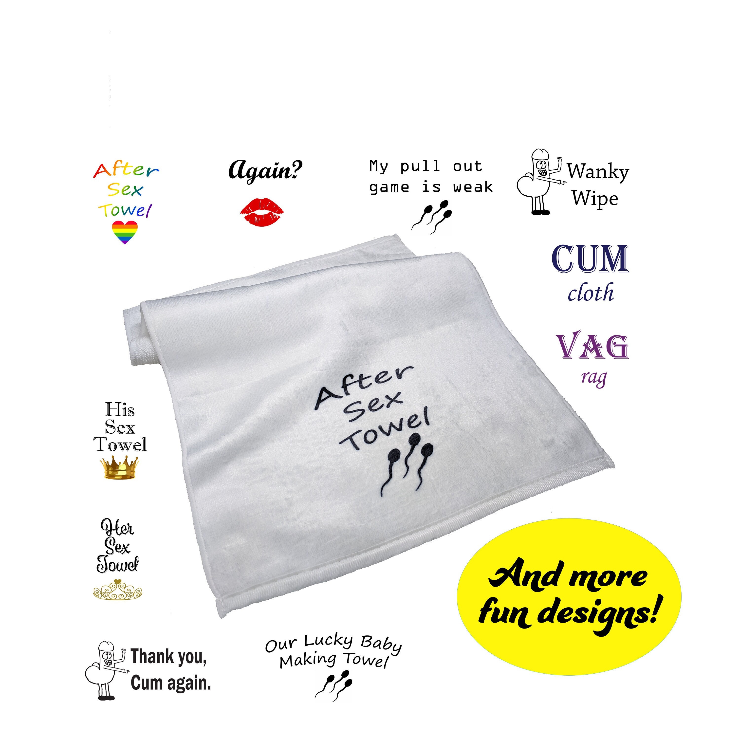 Tom of Finland Towel White Black Embroidered Cotton Gay Cum Rag