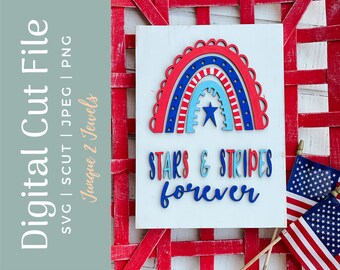 Stars & Stripes Rainbow SVG Digital Cut File - Patriotic SVG - Stars and Stripes SVG - Stars and Stripes Rainbow - Patriotic - forth of July