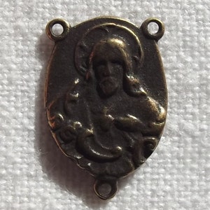 Bronze Sacred Heart of Jesus and Our Lady of Mt. Carmel Center Centerpiece Findings Supply Parts VP752