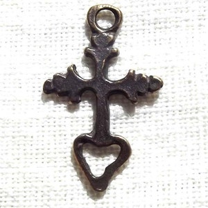Cross with Heart Bracelet Jewelry Medal Medallion Charm Catholic Rosary Supply Part