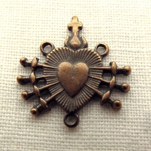 Bronze Seven Sorrows Heart Rosary Center Centerpiece