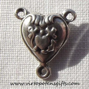 Bronze Faith, Hope, Charity Heart Centerpiece Rosary Center