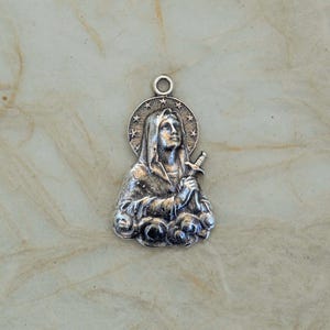 Bronze Our Lady of Sorrows w Medal, 7 Sorrows, Seven Sorrows, Mater Dolorosa VP1393