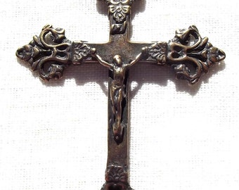 Victorian French Catholic Crucifix Rosary Medal Part Supply