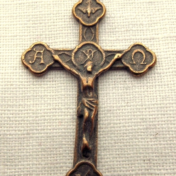 Bronze Alpha, Omega, Holy Ghost & Agnus Dei Crucifix