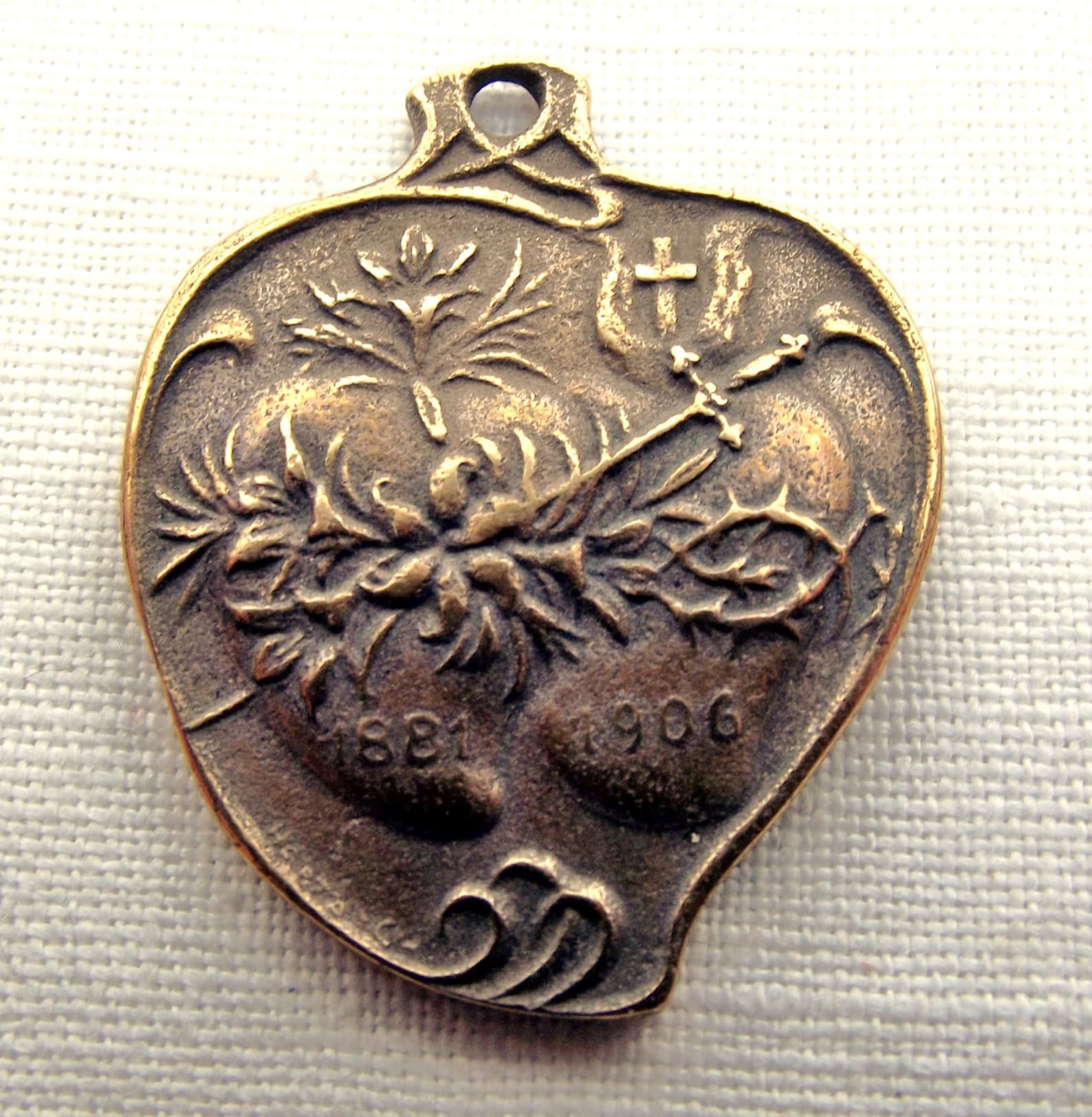 Bronze Immaculate & Sacred Heart Medal Two Hearts Catholic Etsy