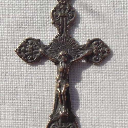 Bronze Old Elegant Latin American Catholic Rosary Crucifix Etsy