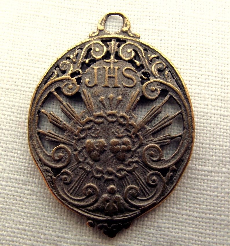 Bronze Sacred Heart Medal Etsy