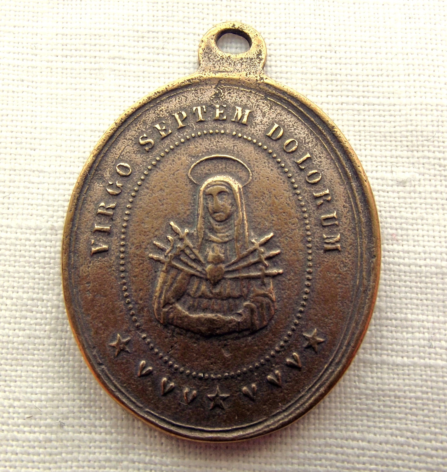 Our Lady of Sorrows W Veiled Holy Face of Jesus Medal, 7 Sorrows