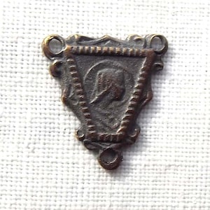Bronze Our Lady & Jesus Triangle Rosary Center Centerpiece
