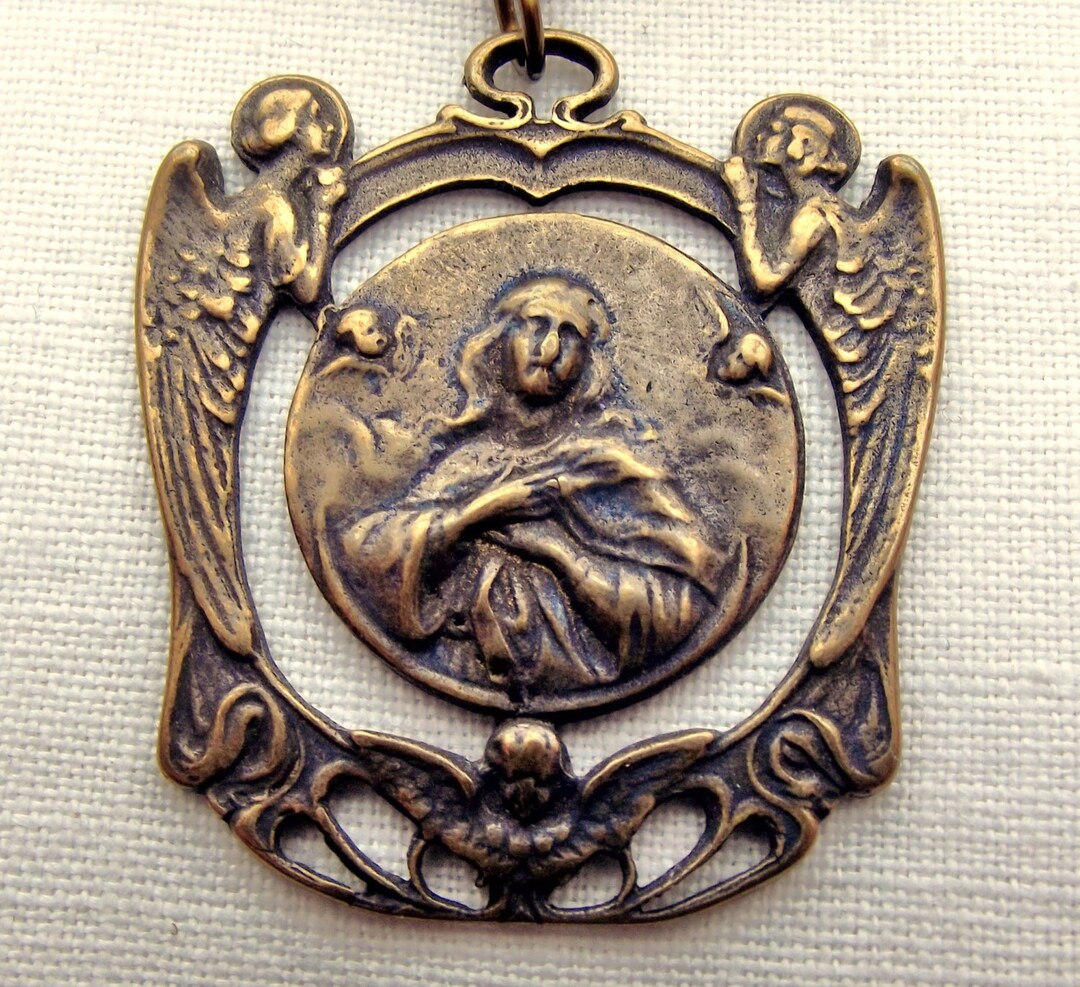 Bronze Mary Queen of Angels Medal Etsy