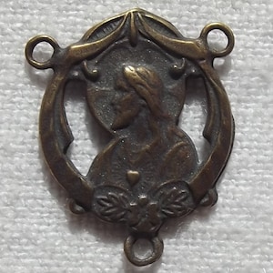 Bronze Sacred Heart Centerpiece Center w Our Lady of Mt. Carmel