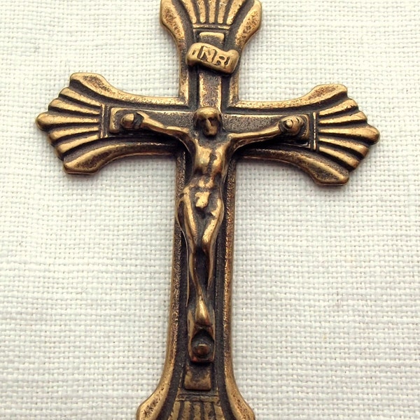 Bronze Crucifix with Shell Flare