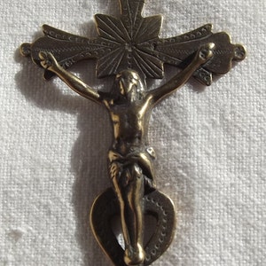 Bronze Old Colonial Spanish Crucifix 18C