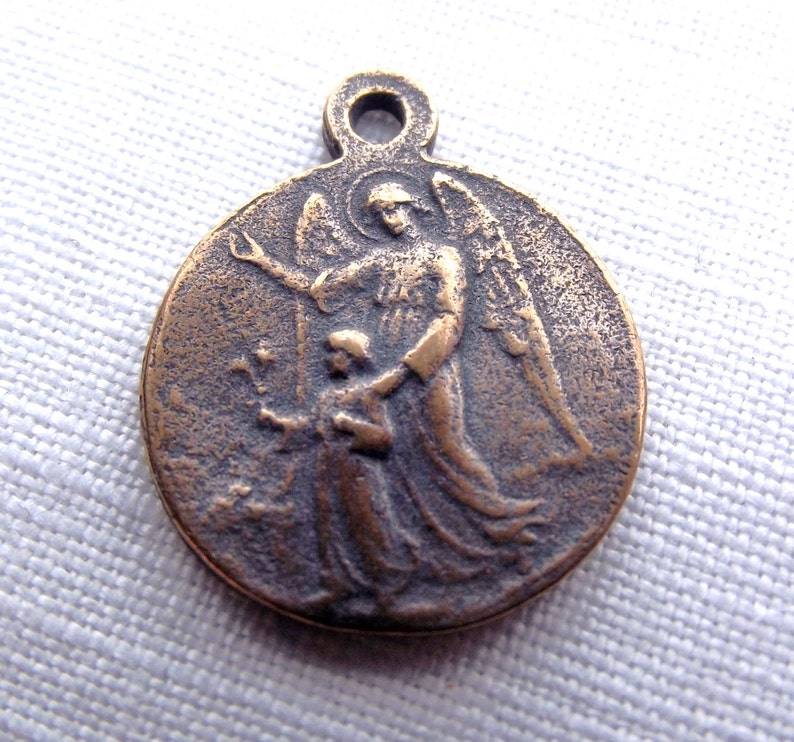 Bronze Guardian Angel Medal With Child Jesus VP432 Etsy