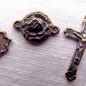 Bronze Rosary Bracelet Medal Set