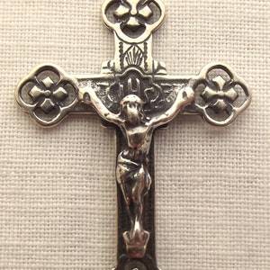 Sterling Crucifix Engraved, Delicate French