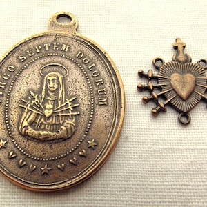 Bronze Our Lady of Sorrows w Veiled Face of Jesus Medal & Seven Sorrows Center Chaplet Set, 7 Sorrows, Mater Dolorosa VP1082/456