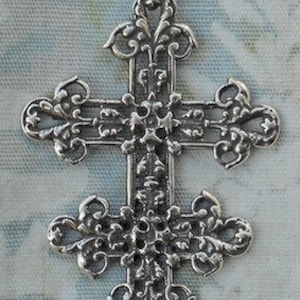 Cross of Lorraine Catholic Medal Rosary Parts Supplies Jewelry