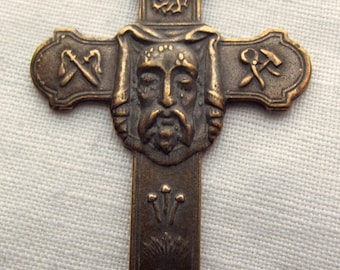 Bronze Holy Face Cross, Face of Jesus VP477