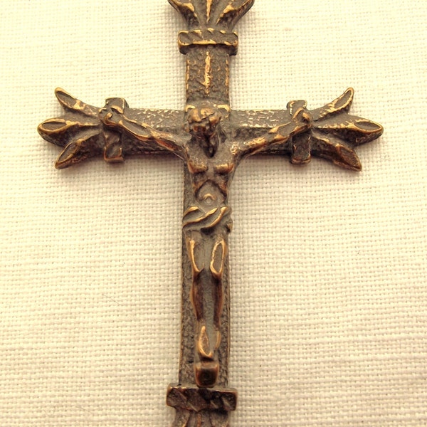 Bronze Crucifix with Three Leaves